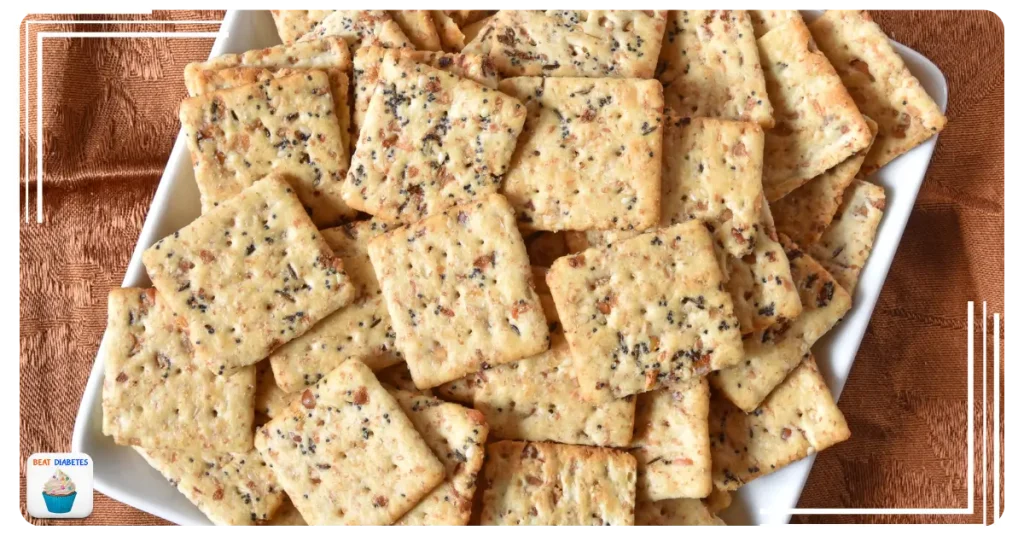A plate of Wheat Thins crackers presented as a healthy snack option for diabetics, ideal for inclusion in a balanced diet